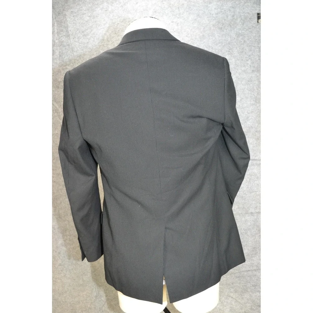 Armani Collezioni Jacket Mens 40 Black Wool Two Button Blazer Coat Striped Italy
